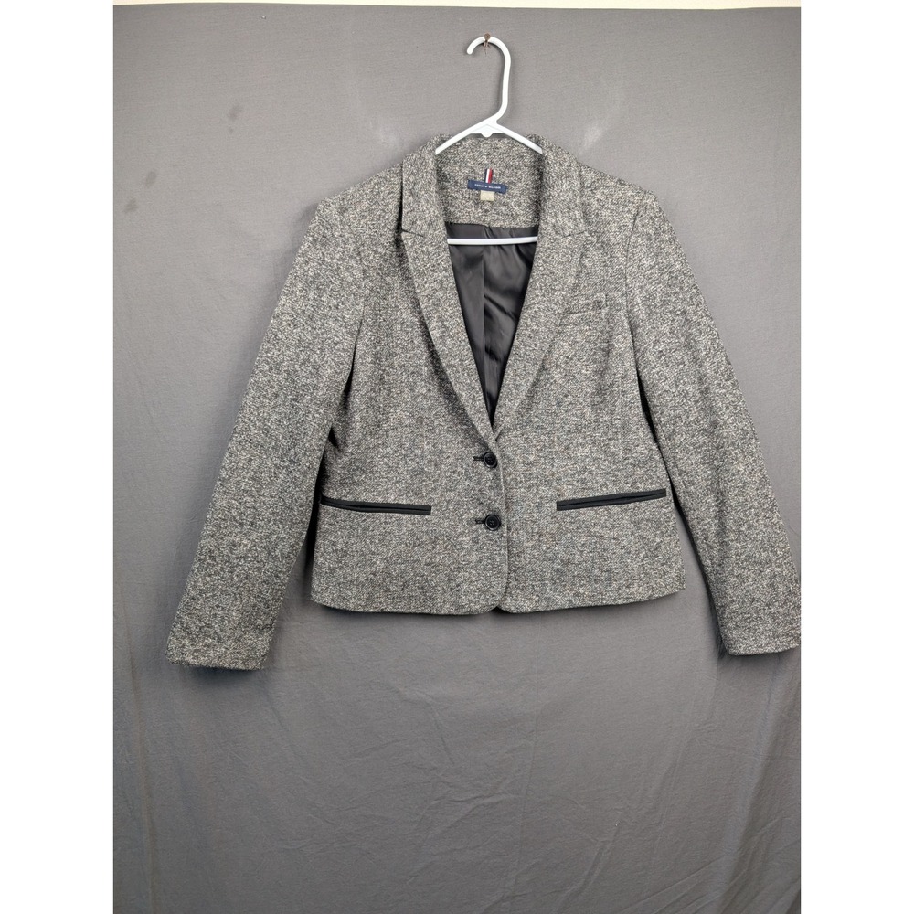 Tommy Hilfiger Womens Gray Marled Knit Two Button Blazer Jacket Size 14
